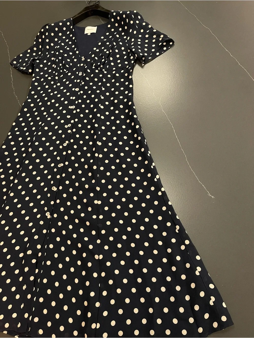 NEW Reformation Lise Midi Dress In Blue Dot Size 8 - Picture 10 of 14